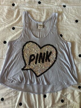 PINK Lavender Tank with Iridescent Sequin Heart